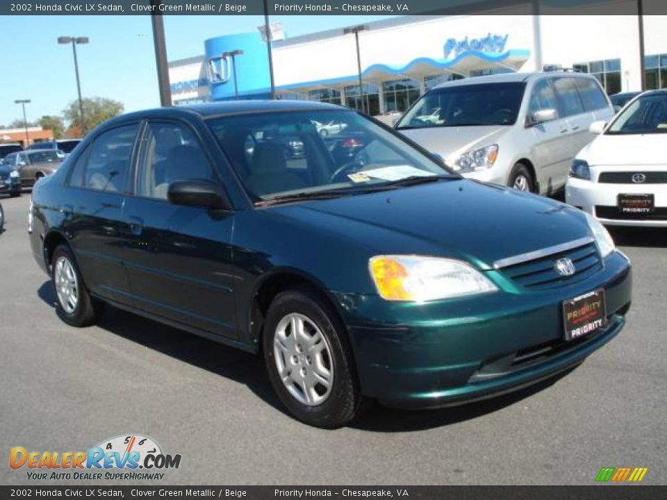 2002 Honda Civic LX Sedan Clover Green Metallic / Beige Photo #5