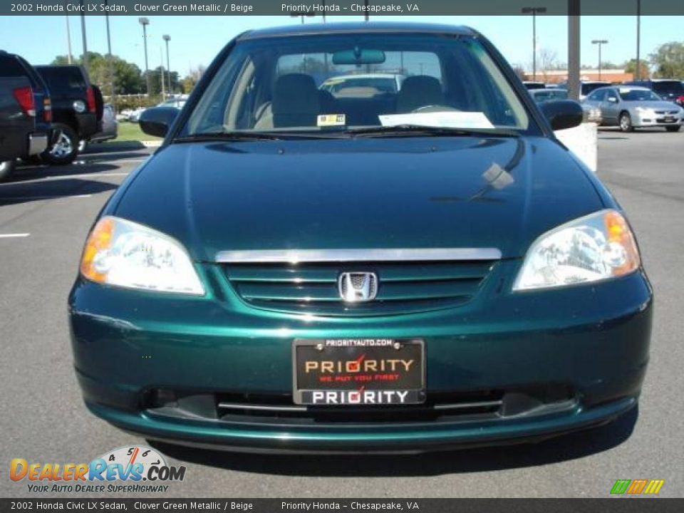 2002 Honda Civic LX Sedan Clover Green Metallic / Beige Photo #6