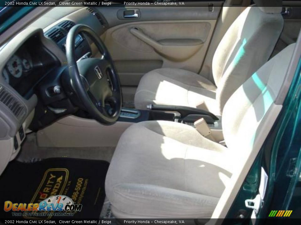 2002 Honda Civic LX Sedan Clover Green Metallic / Beige Photo #7