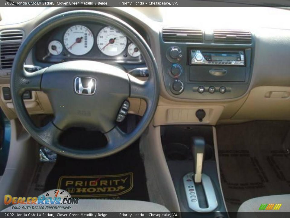 2002 Honda Civic LX Sedan Clover Green Metallic / Beige Photo #9