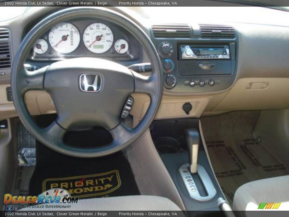 2002 Honda Civic LX Sedan Clover Green Metallic / Beige Photo #11