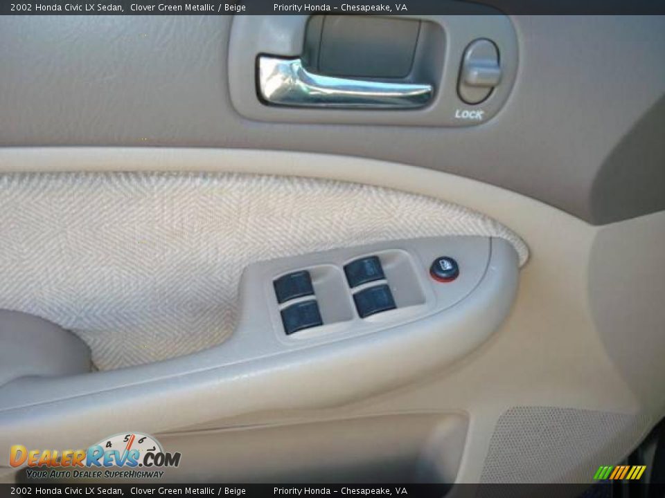 2002 Honda Civic LX Sedan Clover Green Metallic / Beige Photo #12