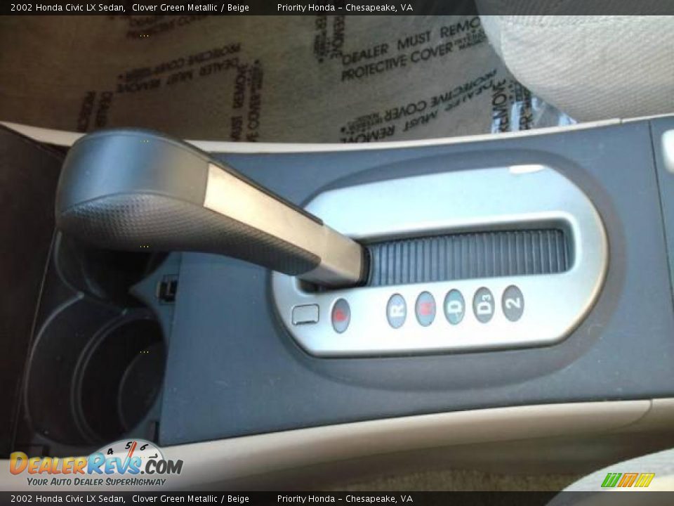 2002 Honda Civic LX Sedan Clover Green Metallic / Beige Photo #14