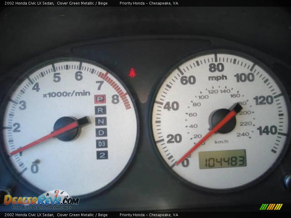 2002 Honda Civic LX Sedan Clover Green Metallic / Beige Photo #15