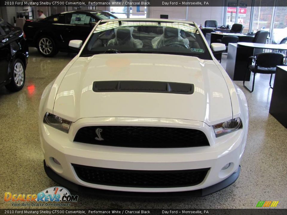 2010 Ford Mustang Shelby GT500 Convertible Performance White / Charcoal Black Photo #2