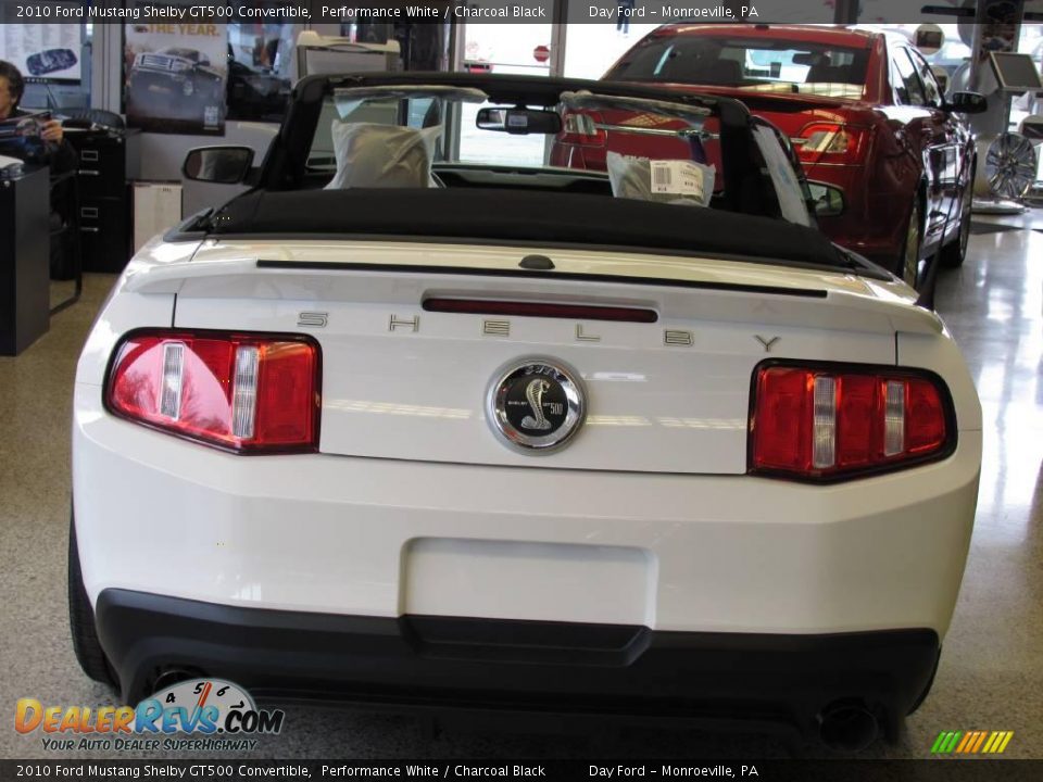 2010 Ford Mustang Shelby GT500 Convertible Performance White / Charcoal Black Photo #7