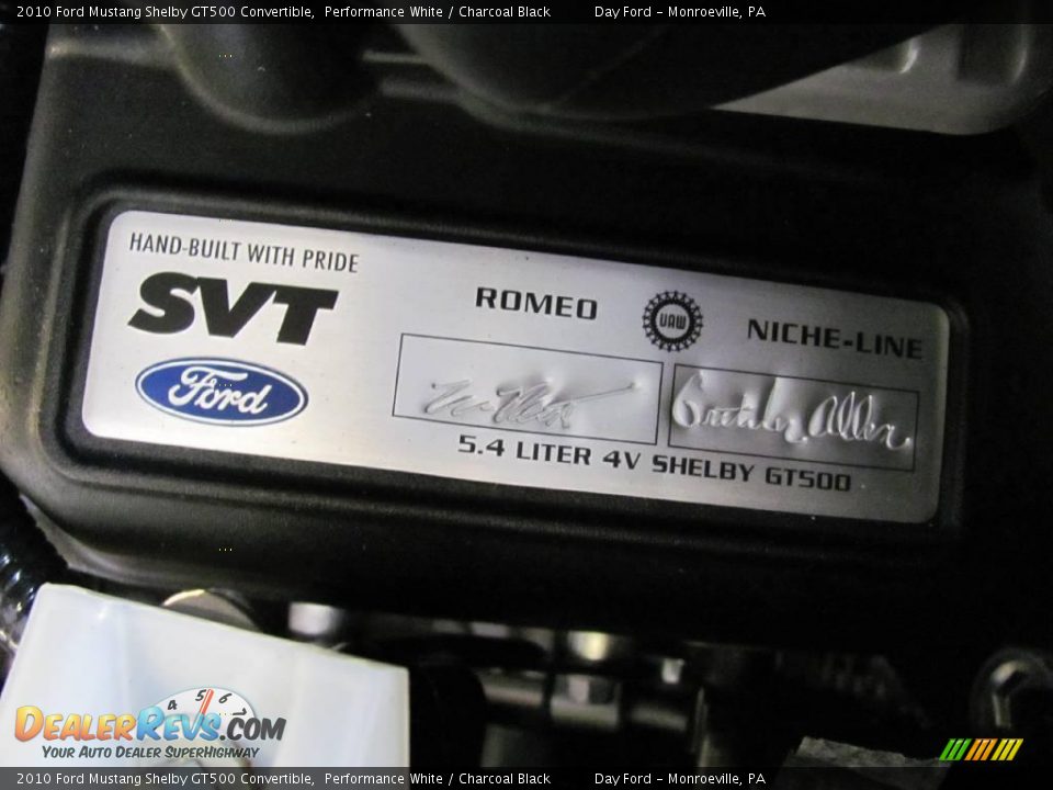 2010 Ford Mustang Shelby GT500 Convertible Performance White / Charcoal Black Photo #33