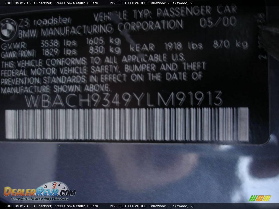 2000 BMW Z3 2.3 Roadster Steel Grey Metallic / Black Photo #15