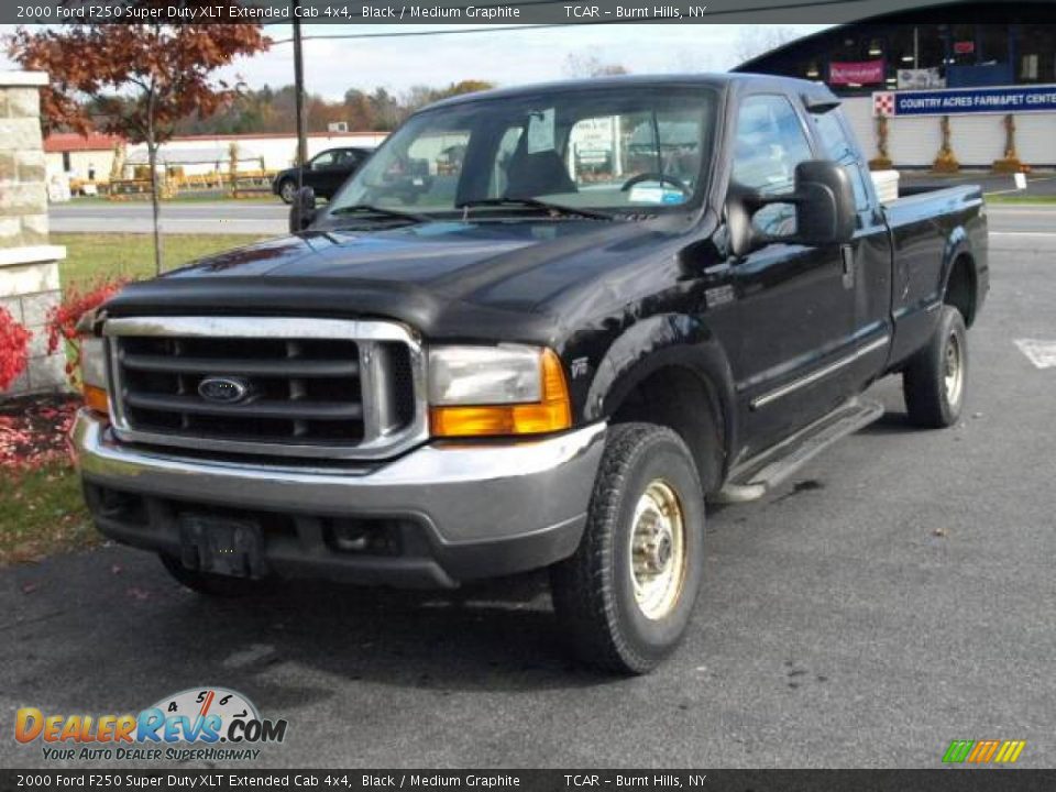2000 Ford F250 Super Duty XLT Extended Cab 4x4 Black / Medium Graphite Photo #2