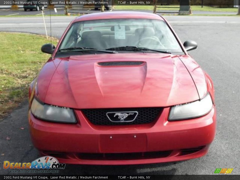 2001 Ford Mustang V6 Coupe Laser Red Metallic / Medium Parchment Photo #3