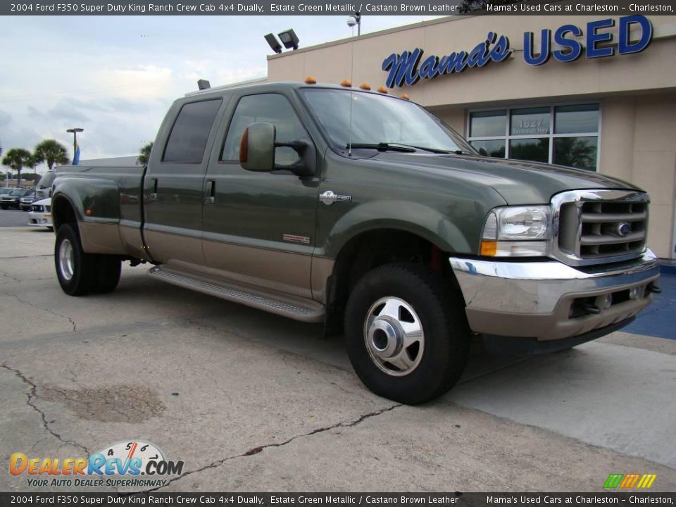 2004 Ford F350 Super Duty King Ranch Crew Cab 4x4 Dually Estate Green Metallic / Castano Brown Leather Photo #2