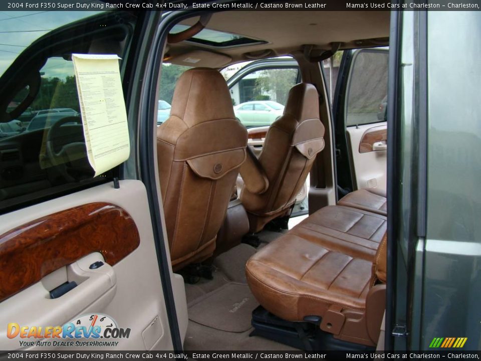 Castano Brown Leather Interior - 2004 Ford F350 Super Duty King Ranch Crew Cab 4x4 Dually Photo #10