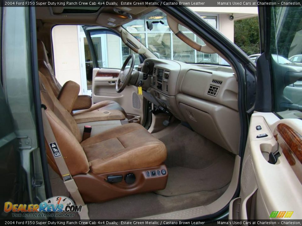 Castano Brown Leather Interior - 2004 Ford F350 Super Duty King Ranch Crew Cab 4x4 Dually Photo #11