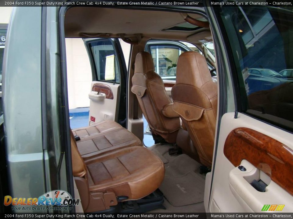 Castano Brown Leather Interior - 2004 Ford F350 Super Duty King Ranch Crew Cab 4x4 Dually Photo #12