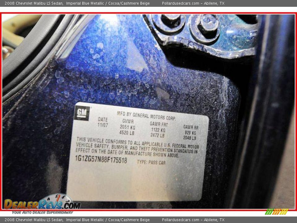 2008 Chevrolet Malibu LS Sedan Imperial Blue Metallic / Cocoa/Cashmere Beige Photo #15
