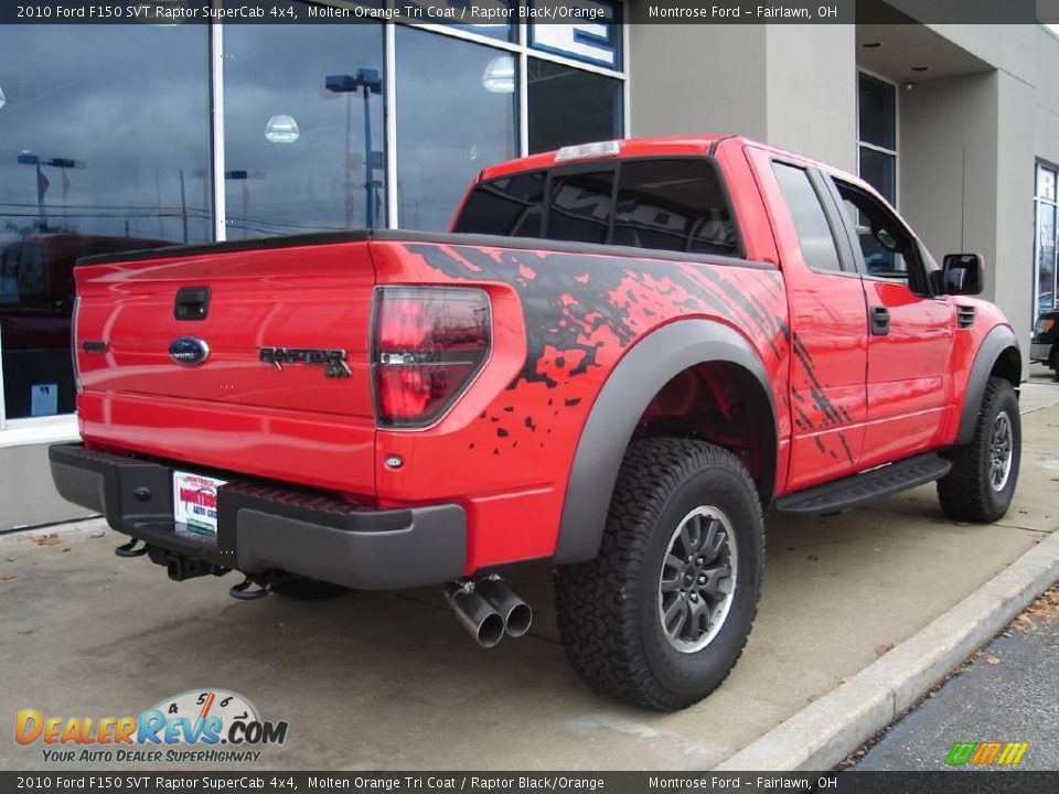 2010 Ford F150 SVT Raptor SuperCab 4x4 Molten Orange Tri Coat / Raptor Black/Orange Photo #3