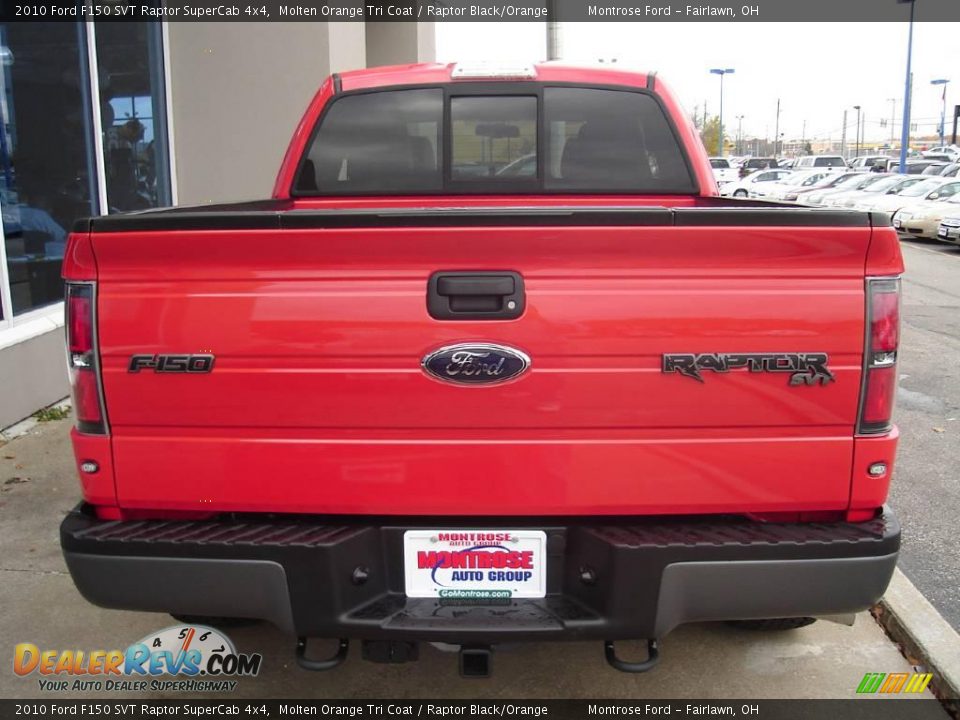 2010 Ford F150 SVT Raptor SuperCab 4x4 Molten Orange Tri Coat / Raptor Black/Orange Photo #4