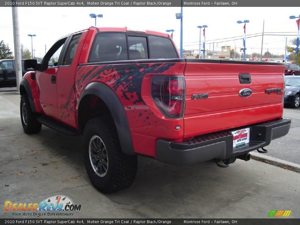 2010 Ford F150 SVT Raptor SuperCab 4x4 Molten Orange Tri Coat / Raptor Black/Orange Photo #5