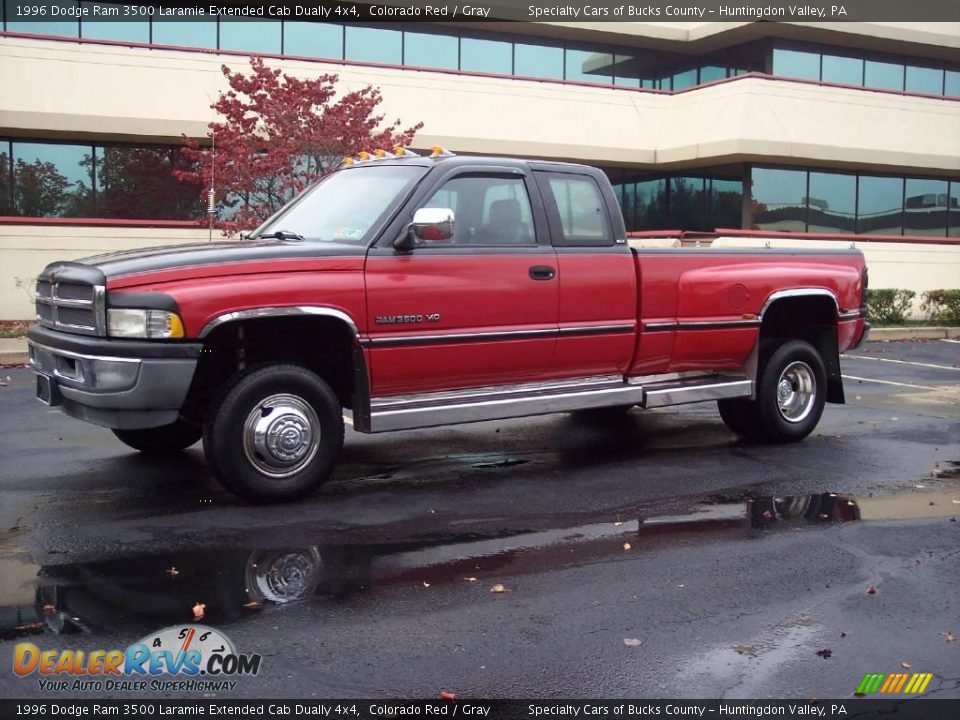 1996 Dodge Ram 3500 Laramie Extended Cab Dually 4x4 Colorado Red / Gray Photo #1