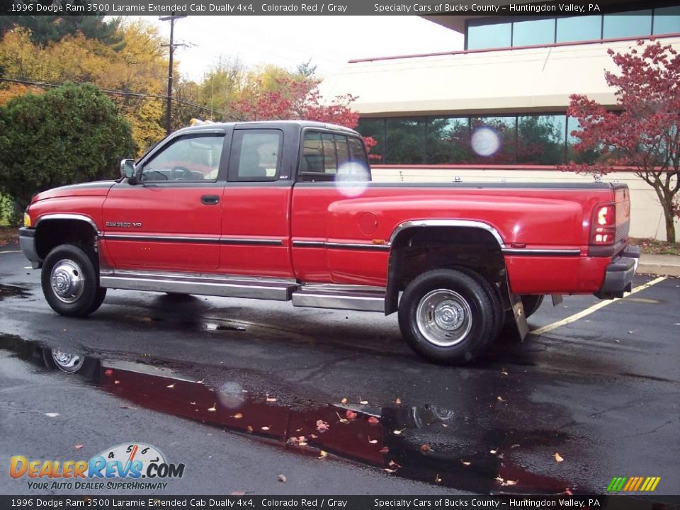 1996 Dodge Ram 3500 Laramie Extended Cab Dually 4x4 Colorado Red / Gray Photo #6
