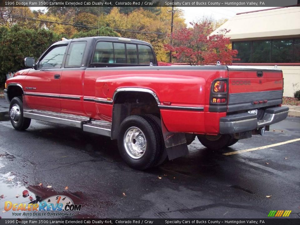 1996 Dodge Ram 3500 Laramie Extended Cab Dually 4x4 Colorado Red / Gray Photo #7