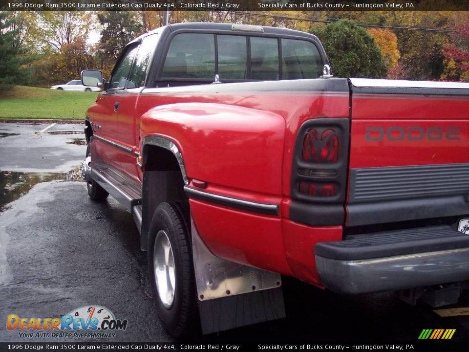 1996 Dodge Ram 3500 Laramie Extended Cab Dually 4x4 Colorado Red / Gray Photo #8