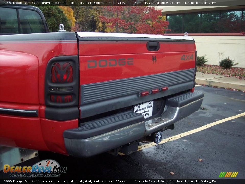 1996 Dodge Ram 3500 Laramie Extended Cab Dually 4x4 Colorado Red / Gray Photo #9