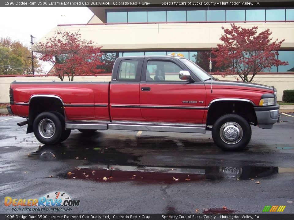 1996 Dodge Ram 3500 Laramie Extended Cab Dually 4x4 Colorado Red / Gray Photo #13