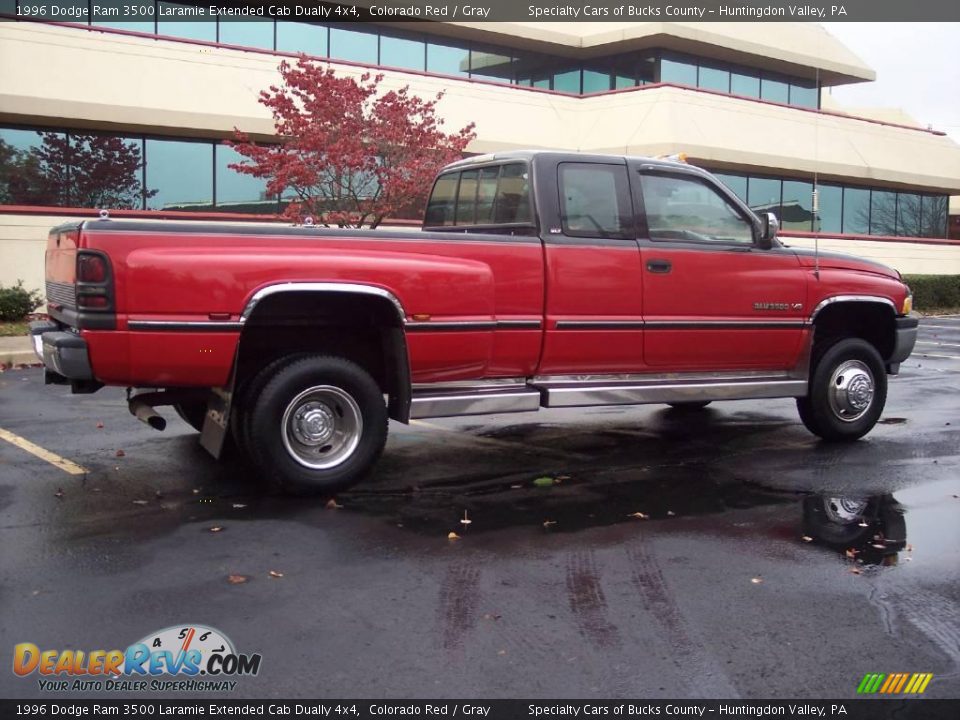 1996 Dodge Ram 3500 Laramie Extended Cab Dually 4x4 Colorado Red / Gray Photo #15