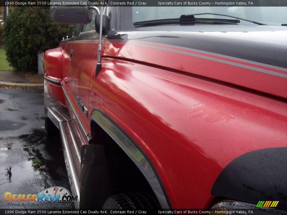 1996 Dodge Ram 3500 Laramie Extended Cab Dually 4x4 Colorado Red / Gray Photo #16