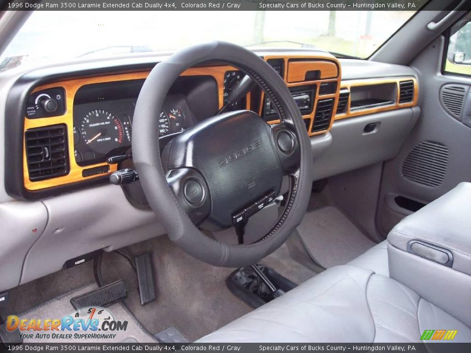 1996 Dodge Ram 3500 Laramie Extended Cab Dually 4x4 Colorado Red / Gray Photo #22