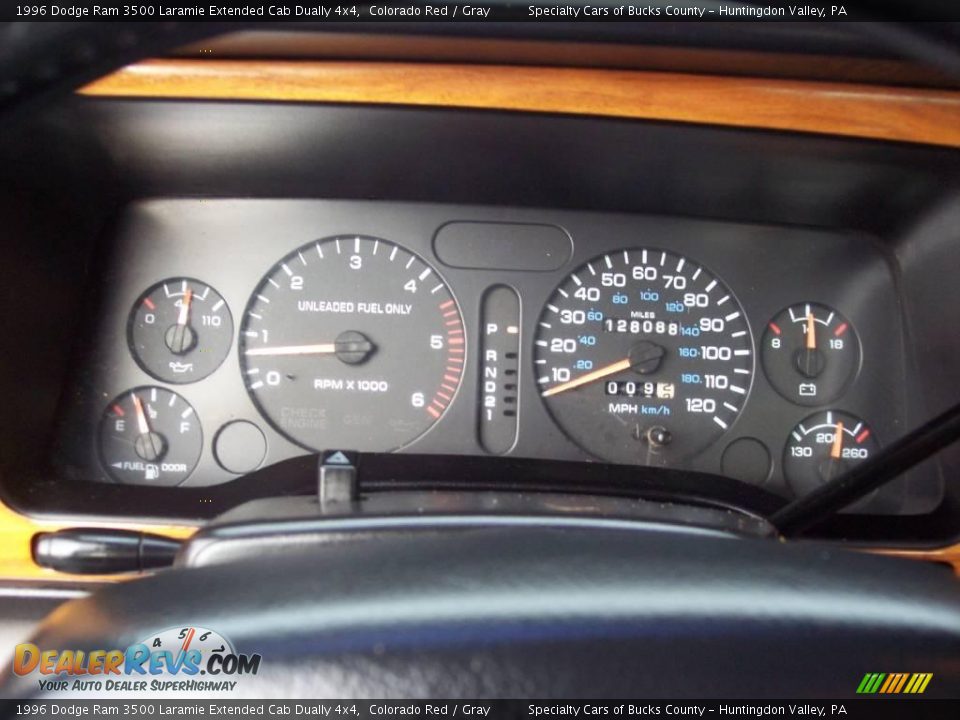 1996 Dodge Ram 3500 Laramie Extended Cab Dually 4x4 Colorado Red / Gray Photo #33