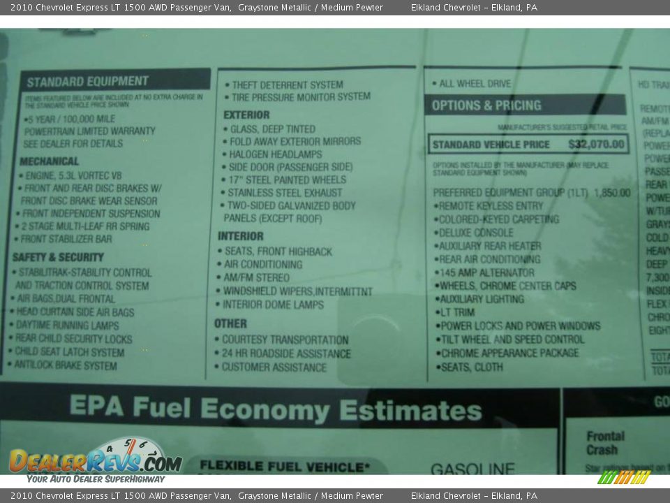 2010 Chevrolet Express LT 1500 AWD Passenger Van Graystone Metallic / Medium Pewter Photo #36