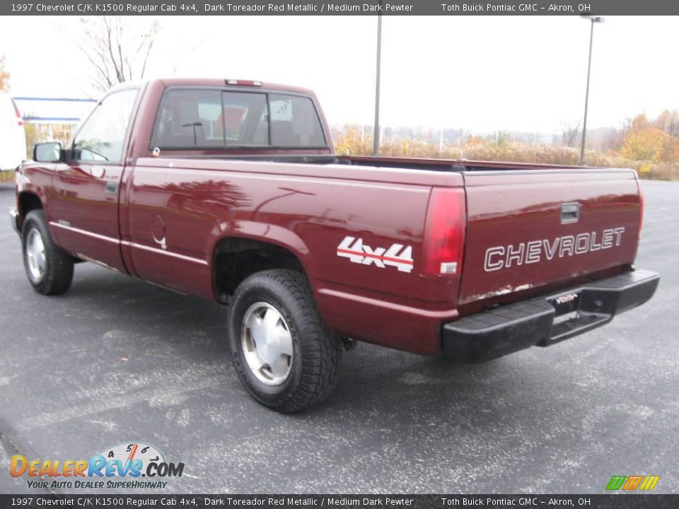 1997 Chevrolet C/K K1500 Regular Cab 4x4 Dark Toreador Red Metallic / Medium Dark Pewter Photo #4