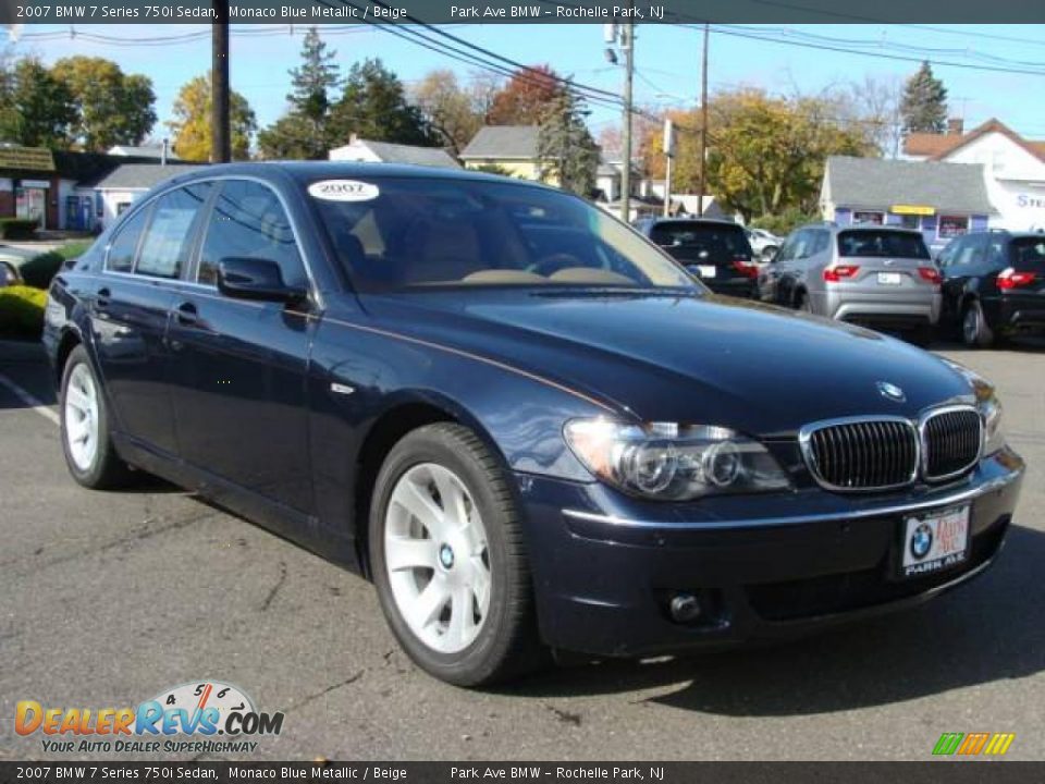 2007 BMW 7 Series 750i Sedan Monaco Blue Metallic / Beige Photo #2