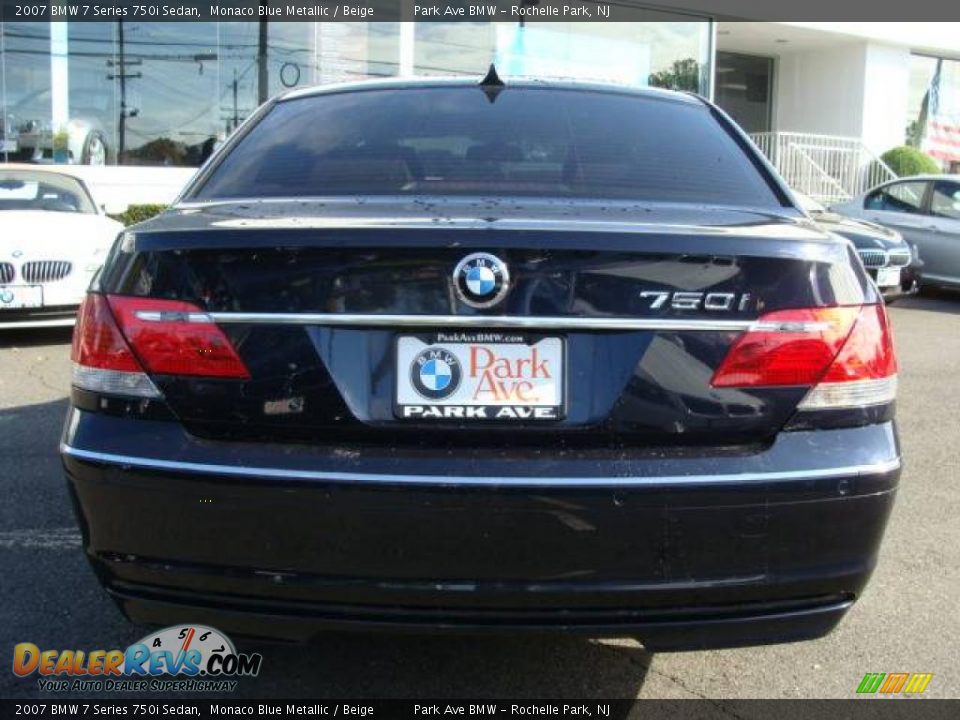 2007 BMW 7 Series 750i Sedan Monaco Blue Metallic / Beige Photo #7