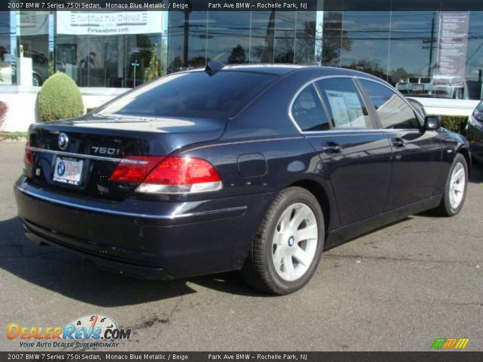 2007 BMW 7 Series 750i Sedan Monaco Blue Metallic / Beige Photo #8