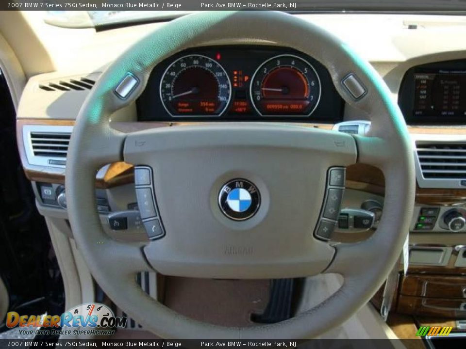 2007 BMW 7 Series 750i Sedan Monaco Blue Metallic / Beige Photo #13
