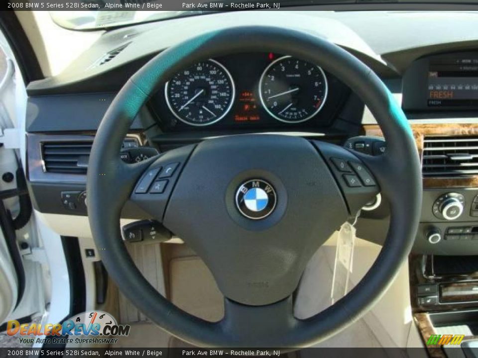 2008 BMW 5 Series 528i Sedan Alpine White / Beige Photo #13