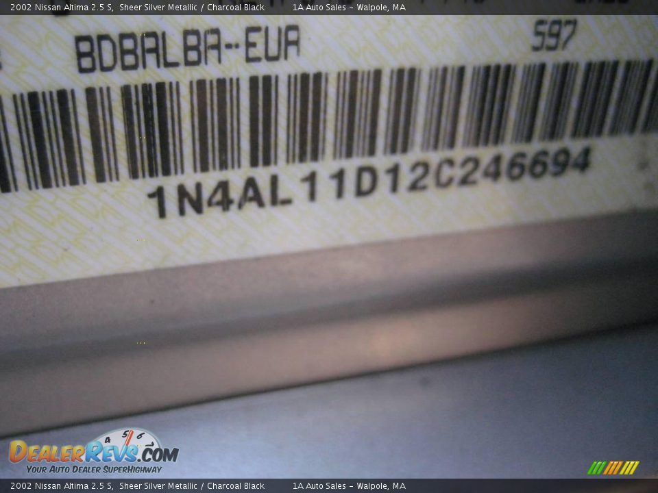 2002 Nissan Altima 2.5 S Sheer Silver Metallic / Charcoal Black Photo #6