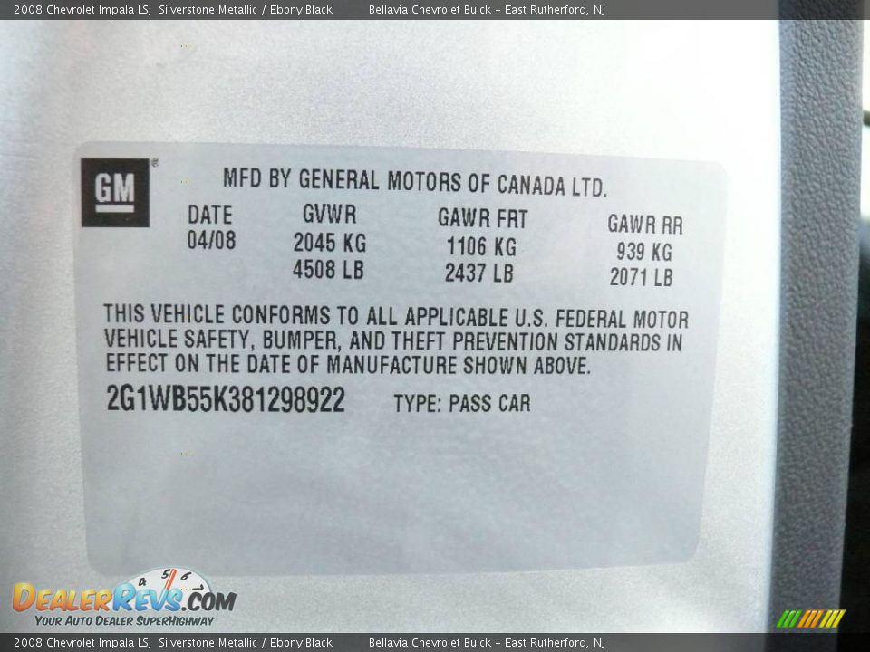 2008 Chevrolet Impala LS Silverstone Metallic / Ebony Black Photo #15