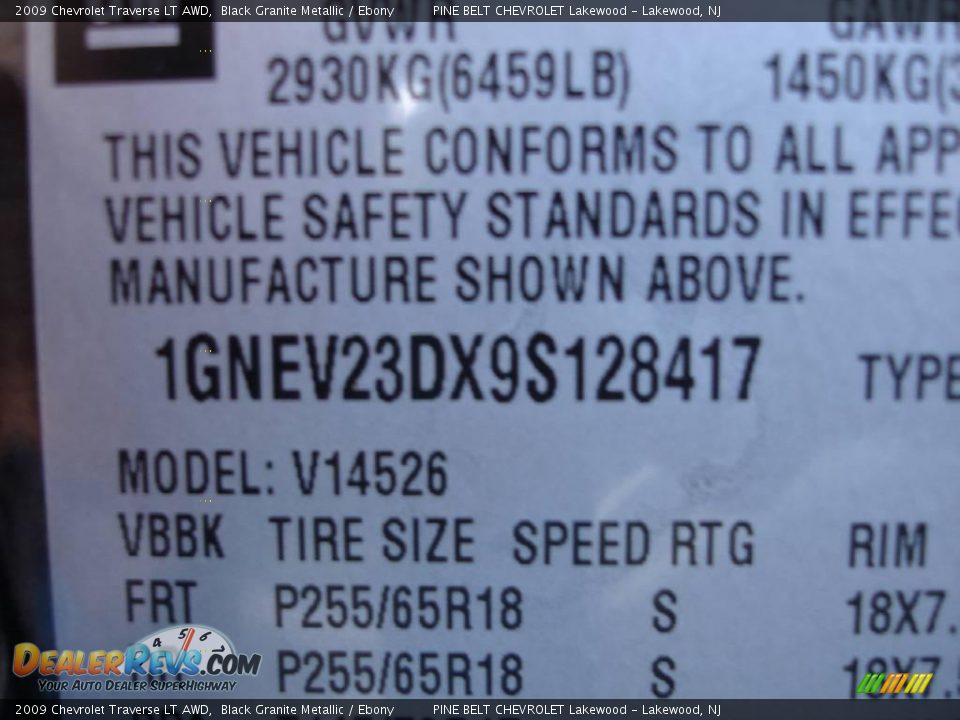 2009 Chevrolet Traverse LT AWD Black Granite Metallic / Ebony Photo #15