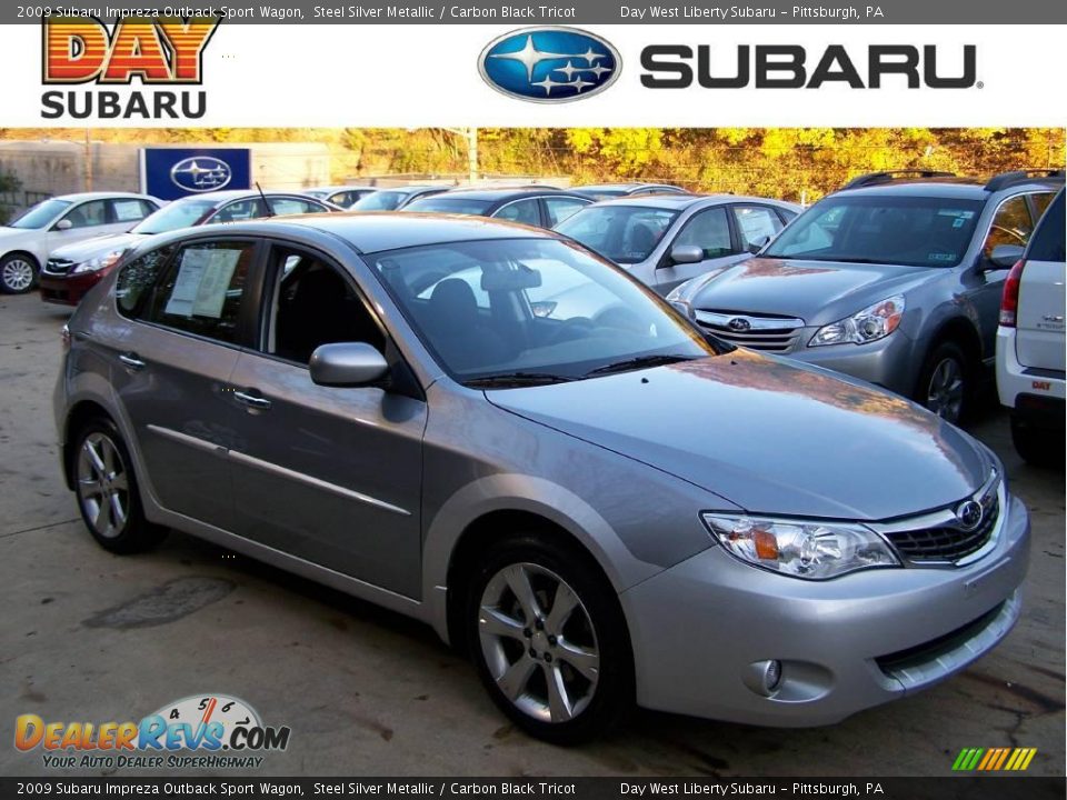 2009 Subaru Impreza Outback Sport Wagon Steel Silver Metallic / Carbon Black Tricot Photo #1