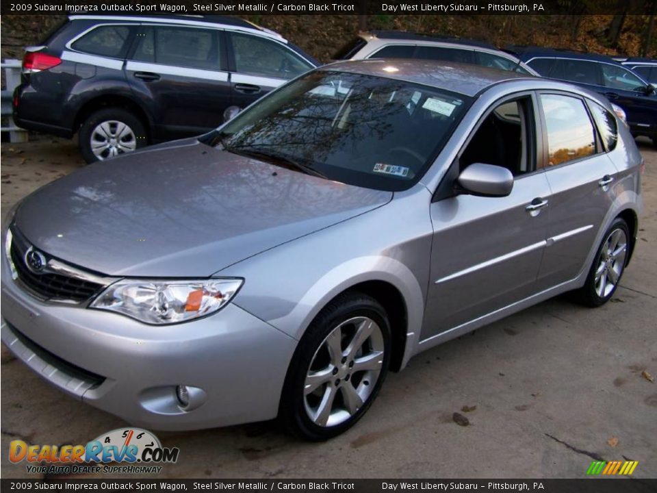 2009 Subaru Impreza Outback Sport Wagon Steel Silver Metallic / Carbon Black Tricot Photo #3