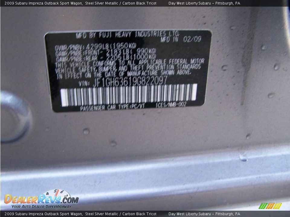 2009 Subaru Impreza Outback Sport Wagon Steel Silver Metallic / Carbon Black Tricot Photo #15