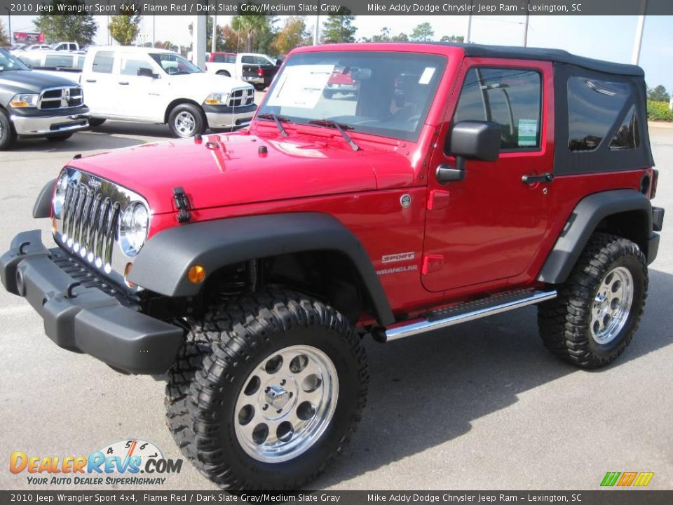 2010 Jeep Wrangler Sport 4x4 Flame Red / Dark Slate Gray/Medium Slate Gray Photo #1
