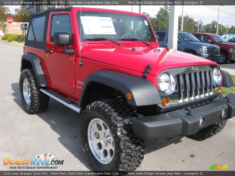 2010 Jeep Wrangler Sport 4x4 Flame Red / Dark Slate Gray/Medium Slate Gray Photo #3