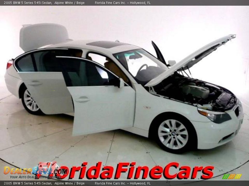 2005 BMW 5 Series 545i Sedan Alpine White / Beige Photo #7