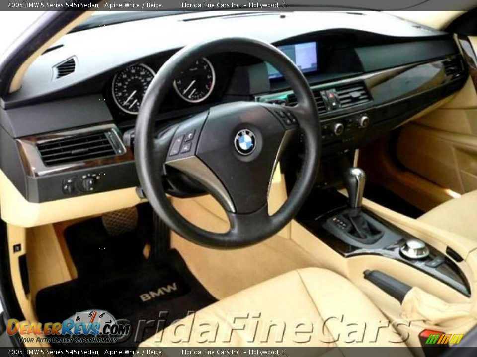 2005 BMW 5 Series 545i Sedan Alpine White / Beige Photo #12