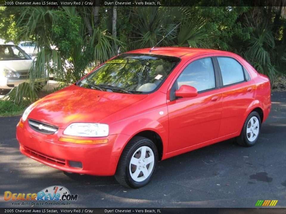 2005 Chevrolet Aveo LS Sedan Victory Red / Gray Photo #1